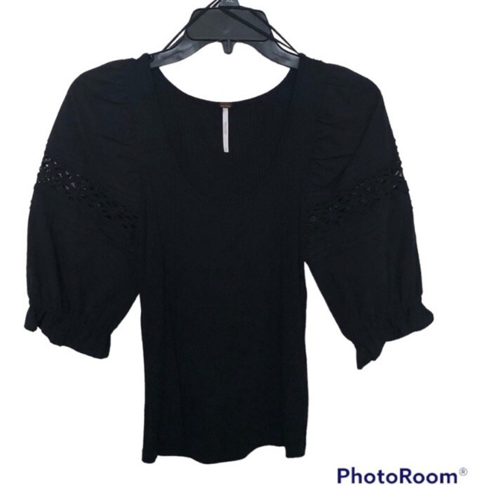 Free People Floral Glenside Peplum Top Peasant Blouse Size SP - Picture 3 of 11